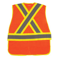 CSA Compliant High Visibility Surveyor Vest, High Visibility Orange, Large, Polyester, CSA Z96 Class 2 - Level 2 SEF102 | TENAQUIP