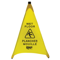 "Wet Floor" Pop-Up Safety Cone, Bilingual with Pictogram JI455 | TENAQUIP