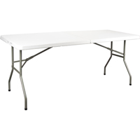 Fold-in-Half Table, Rectangular, 72" L x 30" W, Polyethylene, White ON601 | TENAQUIP