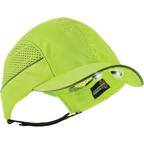 Ergodyne 23377 Skullerz 8960 Short Brim Bump Cap with LED Lighting High Visibility Lime Green