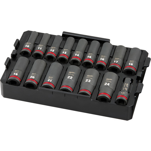 Milwaukee 49 66 6818 Shockwave Impact Duty Packout Socket Set 16 Pcs Impact 1 2 Drive Size Deep